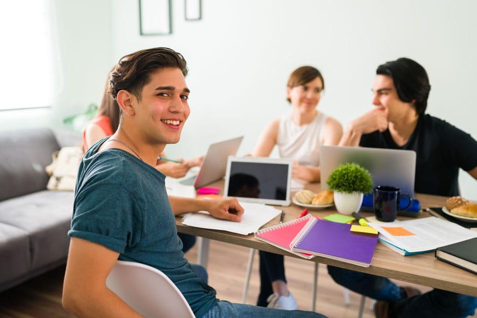Students working together at a table